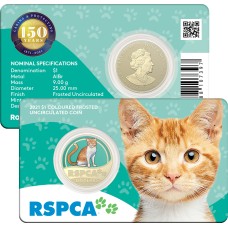 2021 $1 150th anniversary of the (RSPCA) Australia – Cat Coloured Carded Coin Uncirculated