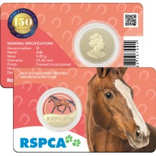 2021 $1 150th anniversary of the (RSPCA) Australia – Horse Coloured Carded Coin Uncirculated