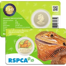 2021 $1 150th anniversary of the (RSPCA) Australia – Lizard Coloured Carded Coin Uncirculated