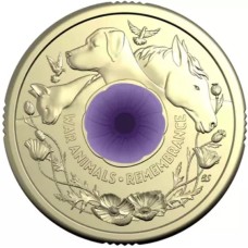 2024 $2 War Animals Remembrance Purple Poppy Single Coin from a Roll