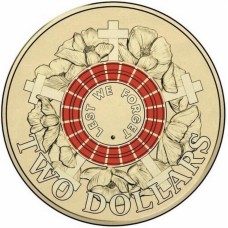 2015 $2 ANZAC Day Lest We Forget War Graves Red Coin Roll